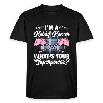 Quel est votre superpouvoir - Hobby Horse Steckenpferd - T-shirt Premium bio Homme - noir - Devant - Nico (187cm)