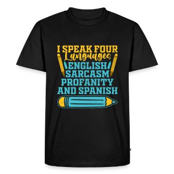 Professeur de langues étrangères École Professeurs de langues - T-shirt Premium bio Homme - noir - Devant - Nico (187cm)