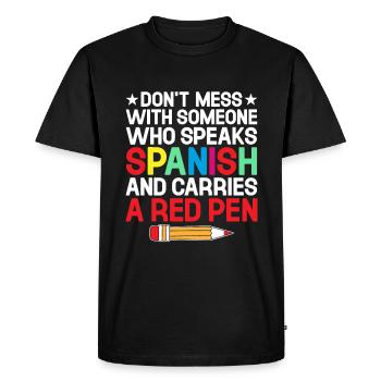 Professeur de langues étrangères École Professeurs de langues - T-shirt Premium bio Homme - noir - Devant - Nico (187cm)