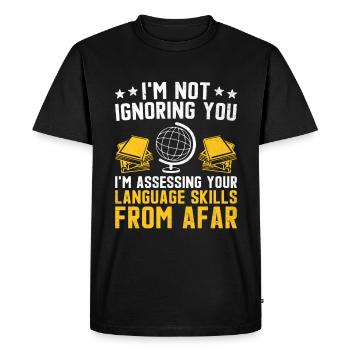 Professeur de langues étrangères École Professeurs de langues - T-shirt Premium bio Homme - noir - Devant - Nico (187cm)
