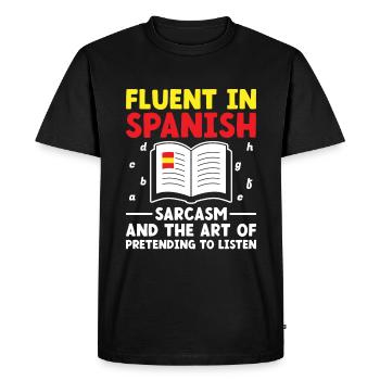 Professeur de langues étrangères École Professeurs de langues - T-shirt Premium bio Homme - noir - Devant - Nico (187cm)