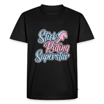 Bâton Riding Superstar - Hobby Horse Steckenpferd - T-shirt Premium bio Homme - noir - Devant - Nico (187cm)