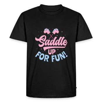 En selle pour le plaisir ! - Cheval de loisir Cheval de loisir - T-shirt Premium bio Homme - noir - Devant - Nico (187cm)