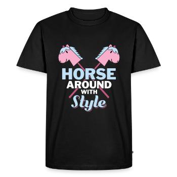Cheval avec style - Hobby Horse Steckenpferd - T-shirt Premium bio Homme - noir - Devant - Nico (187cm)