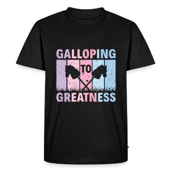 Galop vers la grandeur - Hobby Horse Steckenpferd - T-shirt Premium bio Homme - noir - Devant - Nico (187cm)