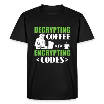Decrypting Coffee Encrypting Codes - Hackers - Men's Premium Organic T-Shirt - black - Front - Nico (187cm)