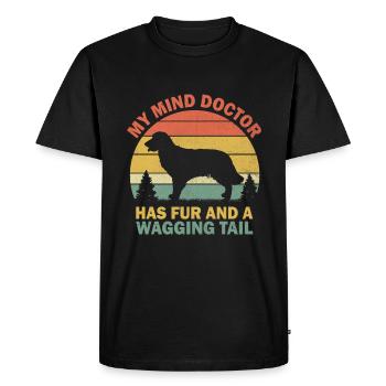 My Mind Doctor Has Fur And A Wagging Tail Golden R - Men's Premium Organic T-Shirt - black - Front - Nico (187cm)