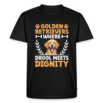 Golden Retrievers où la bave rencontre la dignité GR Dog - T-shirt Premium bio Homme - noir - Devant - Nico (187cm)