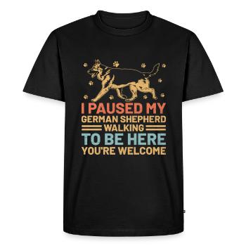 J’ai arrêté ma marche de berger allemand pour être ici GSD - T-shirt Premium bio Homme - noir - Devant - Nico (187cm)