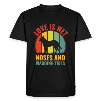 Love Is Wet Noses And Wagging Tails German Shepher - Men's Premium Organic T-Shirt - black - Front - Nico (187cm)