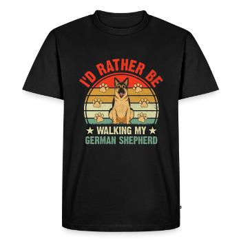 Je préfère promener mon berger allemand GSD Dog L - T-shirt Premium bio Homme - noir - Devant - Nico (187cm)