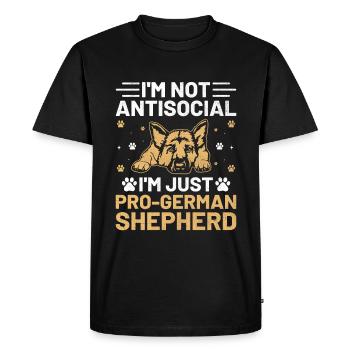 I'm Not Antisocial I'm Just Pro-German Shepherd GS - Men's Premium Organic T-Shirt - black - Front - Nico (187cm)