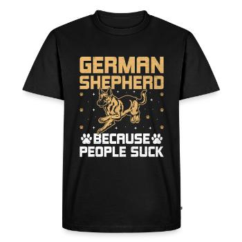 Berger allemand Parce que les gens sucent GSD Dog Lover - T-shirt Premium bio Homme - noir - Devant - Nico (187cm)