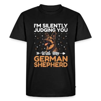 I'm Silently Judging You With My German Shepherd G - Men's Premium Organic T-Shirt - black - Front - Nico (187cm)