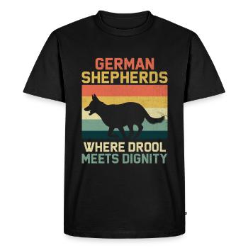 Des bergers allemands où la bave rencontre la dignité - T-shirt Premium bio Homme - noir - Devant - Nico (187cm)