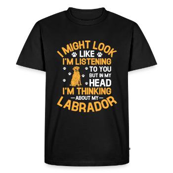 Mais dans ma tête, je pense à mon labrador - T-shirt Premium bio Homme - noir - Devant - Nico (187cm)