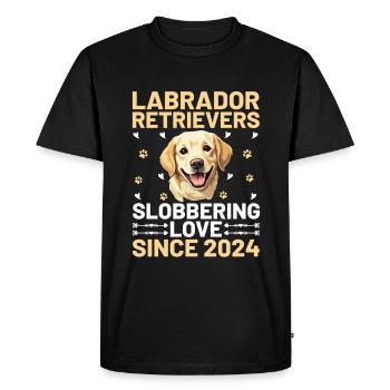 Labrador Retrievers Bave d’amour depuis 2024 Lab - T-shirt Premium bio Homme - noir - Devant - Nico (187cm)