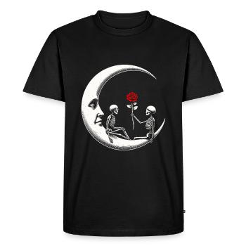 Romance Amour Gothique Lune Squelette Mort Rose Morbide - T-shirt Premium bio Homme - noir - Devant - Nico (187cm)