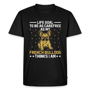 Objectif de vie Être aussi insouciant que mon bouledogue français T - T-shirt Premium bio Homme - noir - Devant - Nico (187cm)