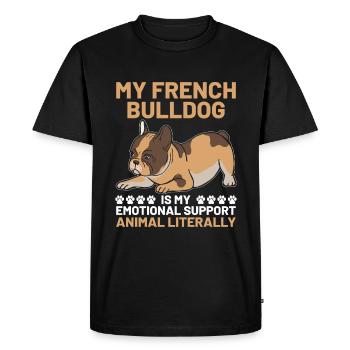 Mon bouledogue français est mon animal de soutien émotionnel L - T-shirt Premium bio Homme - noir - Devant - Nico (187cm)