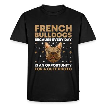 Bouledogues Français Parce que chaque jour est une opportunité - T-shirt Premium bio Homme - noir - Devant - Nico (187cm)