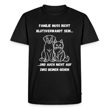 Chien Chat Famille Pattes Miaou Wauwau Pet - T-shirt Premium bio Homme - noir - Devant - Nico (187cm)