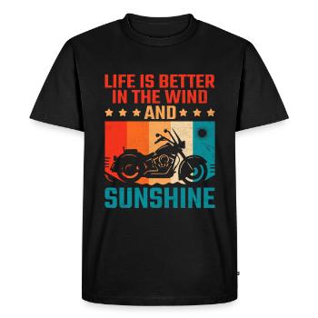 La vie est meilleure dans le vent et le soleil à moto - T-shirt Premium bio Homme - noir - Devant - Nico (187cm)