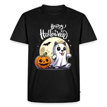 Halloween Chat Pleine Lune Citrouille Fantôme Enfants - T-shirt Premium bio Homme - noir - Devant - Nico (187cm)