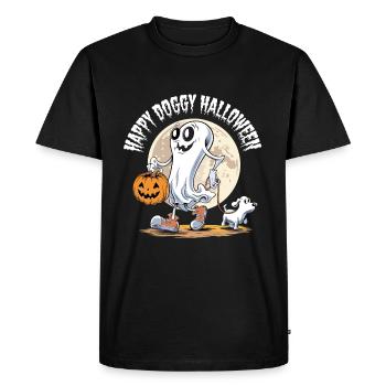 Happy Doggy Halloween Dog Ghost Dog Place Funny - Men's Premium Organic T-Shirt - black - Front - Nico (187cm)