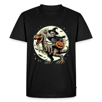 Halloween Os Homme Squelette Dino Sorcière Citrouille - T-shirt Premium bio Homme - noir - Devant - Nico (187cm)