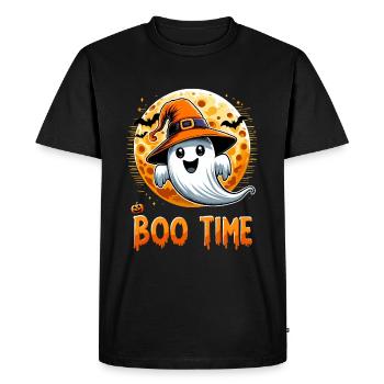 Halloween Ghost Ghost Boo Time Witch Hat Funny - Men's Premium Organic T-Shirt - black - Front - Nico (187cm)