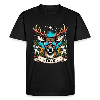 Bavière bière tente cerf servus dialecte drôle cool - T-shirt Premium bio Homme - noir - Devant - Nico (187cm)
