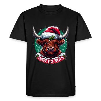 Mooey Xmas Scottish Highlands Beef Christmas - Men's Premium Organic T-Shirt - black - Front - Nico (187cm)