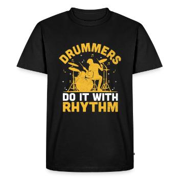 Les batteurs le font avec le rythme Drummer Drum Drumming - T-shirt Premium bio Homme - noir - Devant - Nico (187cm)