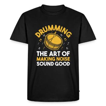 Tambour L’art de faire sonner le bruit Drumme - T-shirt Premium bio Homme - noir - Devant - Nico (187cm)