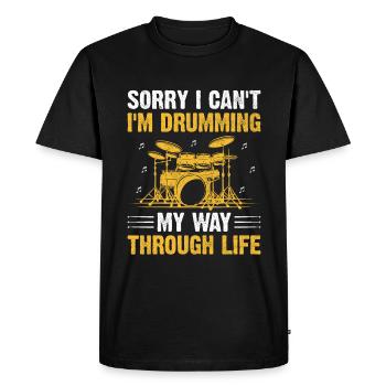 Désolé, je ne peux pas, je tambourine dans la vie Dru - T-shirt Premium bio Homme - noir - Devant - Nico (187cm)