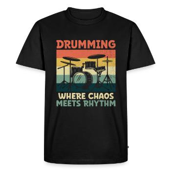 Tambour là où le chaos rencontre le rythme Tambour Batteur - T-shirt Premium bio Homme - noir - Devant - Nico (187cm)