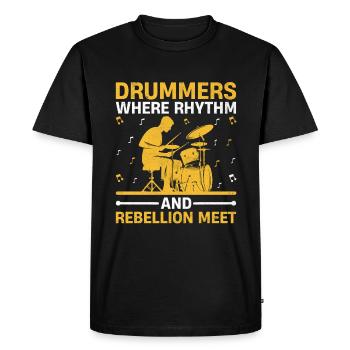 Des batteurs où le rythme et la rébellion rencontrent le tambourinage - T-shirt Premium bio Homme - noir - Devant - Nico (187cm)