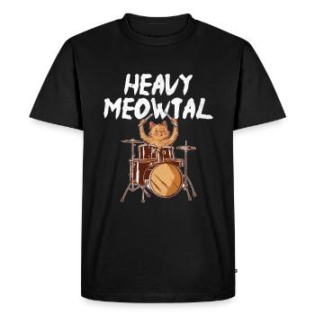 Heavy Meowtal tambour tambour batteur amoureux des chats - T-shirt Premium bio Homme - noir - Devant - Nico (187cm)