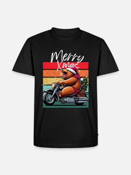 Glædelig jul Biker Motorcykel Retro Bjørn Jul - Herre Premium økologisk T-shirt - sort