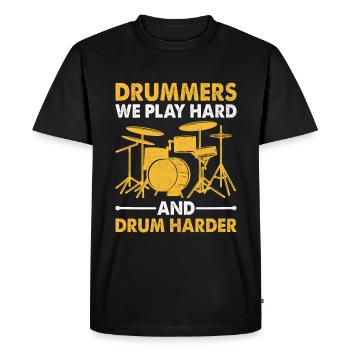 Batteurs Nous jouons dur et tambours plus fort Drum Drummin - T-shirt Premium bio Homme - noir - Devant - Nico (187cm)