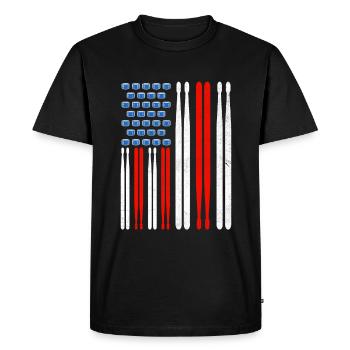American Flag Drummer Patriot Drum Music Lover Dru - Men's Premium Organic T-Shirt - black - Front - Nico (187cm)