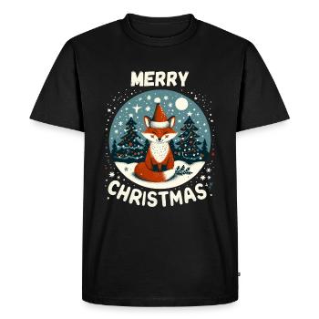 Merry Christmas Fox Christmas Winter Snow - Men's Premium Organic T-Shirt - black - Front - Nico (187cm)