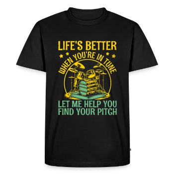 La vie est meilleure quand tu es à l’écoute Laissez-moi aider Musi - T-shirt Premium bio Homme - noir - Devant - Nico (187cm)