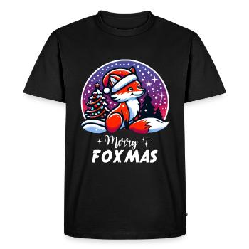 Christmas Merry Foxmas Fox Snow Fox Nature - Men's Premium Organic T-Shirt - black - Front - Nico (187cm)