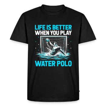 La vie est meilleure quand on joue au water-polo Po aquatique - T-shirt Premium bio Homme - noir - Devant - Nico (187cm)
