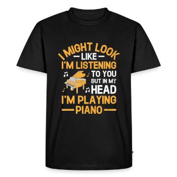 Mais dans ma tête, je joue du pianiste Mu - T-shirt Premium bio Homme - noir - Devant - Nico (187cm)