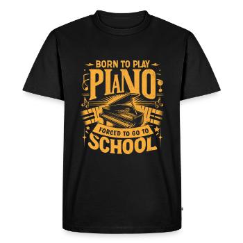 Né pour jouer du piano Forcé d’aller à l’école Pianiste - T-shirt Premium bio Homme - noir - Devant - Nico (187cm)