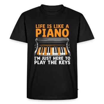 Life Is Like A Piano I'm Just Here To Play The Key - Men's Premium Organic T-Shirt - black - Front - Nico (187cm)