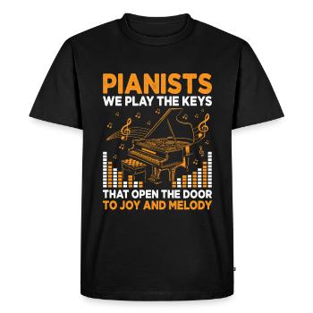 Pianistes Nous jouons Les touches qui ouvrent la porte Piano - T-shirt Premium bio Homme - noir - Devant - Nico (187cm)